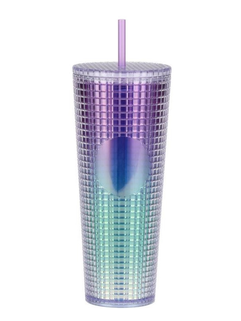 Iridescent Purple Ombre Studded Tumbler with Straw